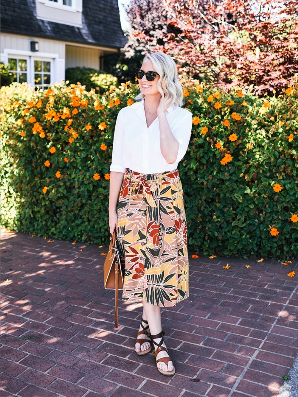 Sezane Amandine Linen-Blend Tie-Waist Midi Skirt